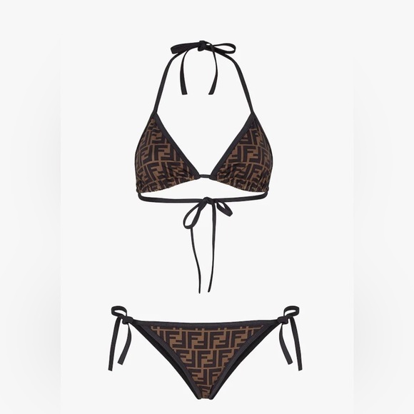 Fendi Lycra FF logo brown bikini NWT - Picture 1 of 9